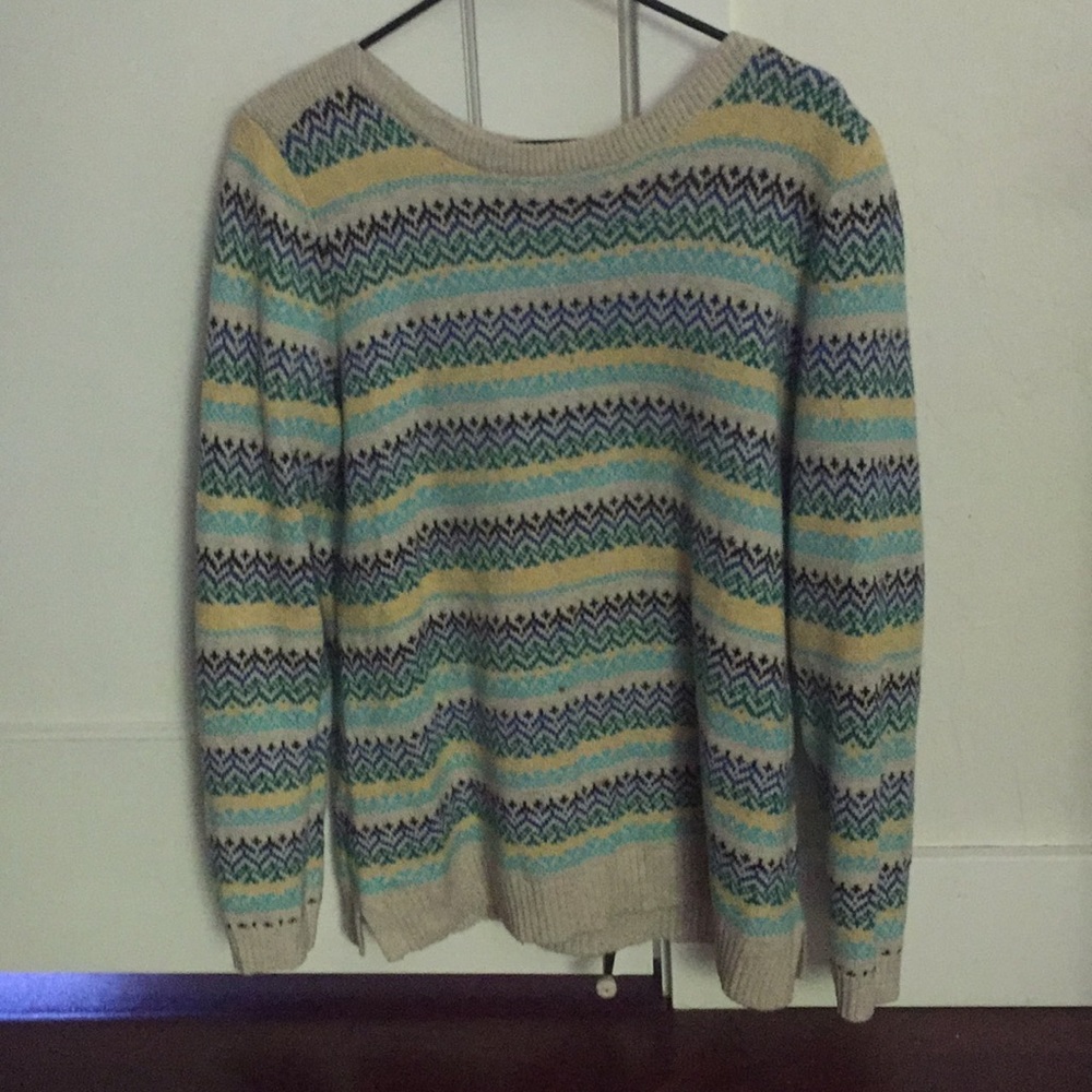 Blue and yellow stripped patterned sweater TALBOTS